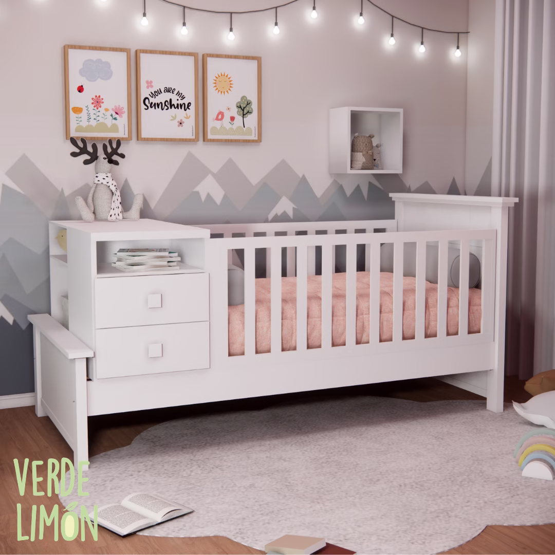 cuna funcional aion con cajones transformable a cama diseño moderno