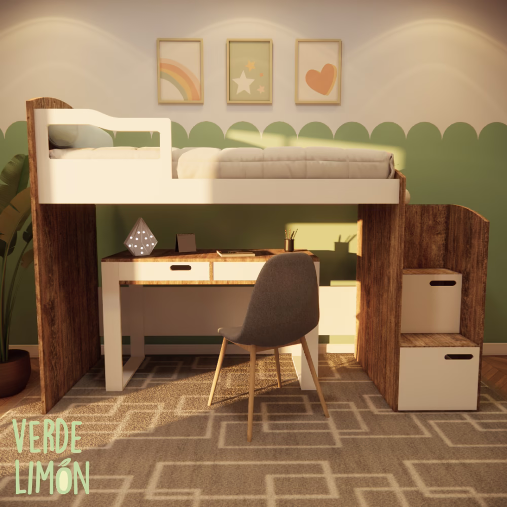 puente kiki con escritorio dormitorio juvenil completo