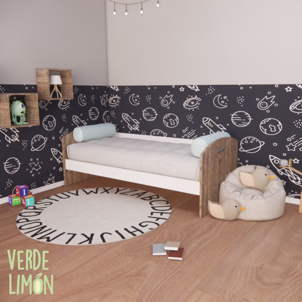 Cama diván Kiki en habitación juvenil moderna con diseño funcional y estilo versátil tipo sofá cama
