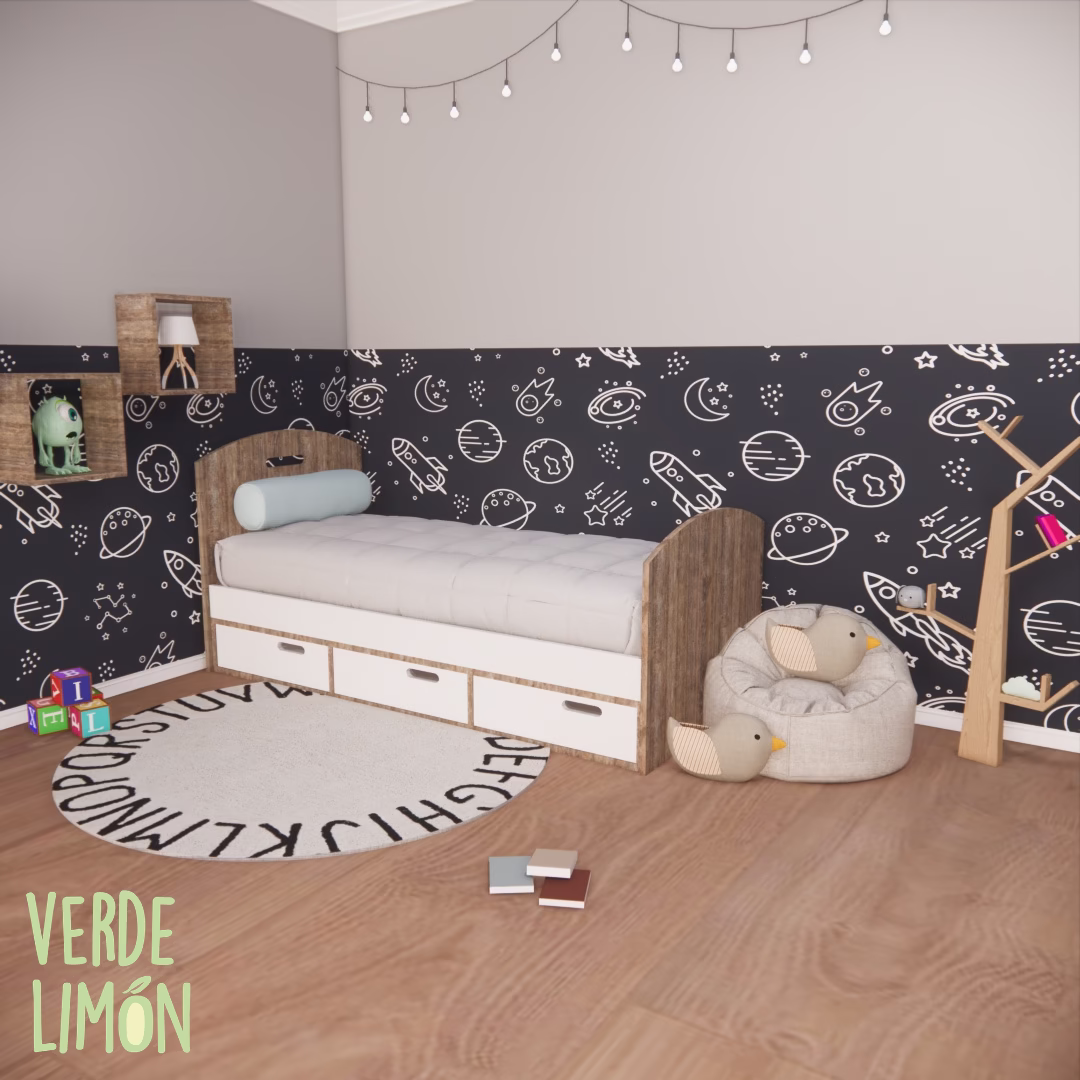 Cama 1 Plaza Kiki con Mueble Cajón - Imagen 4
