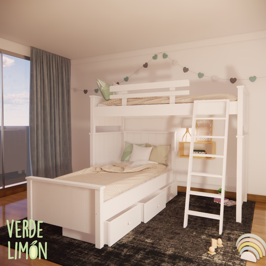 cama esquinera terra en l dormitorio compartido