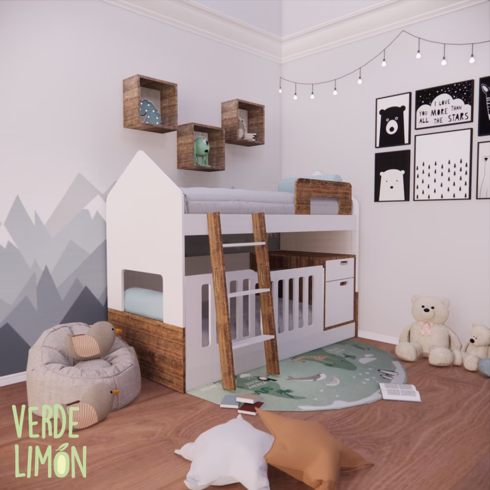 superpuesta casita kiki con cuna funcional desmontable diseño infantil