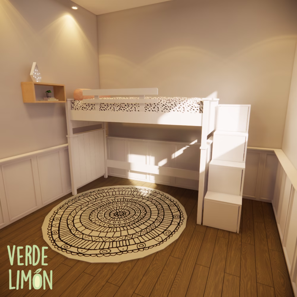 cama puente potter con mueble escalera sofi
