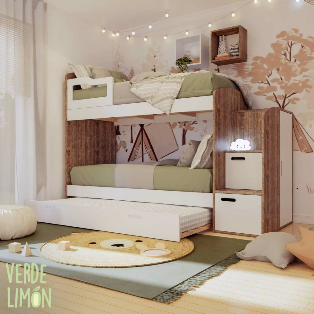 superpuesta kiki con carro cama guardado escalera armario usb diseño moderno