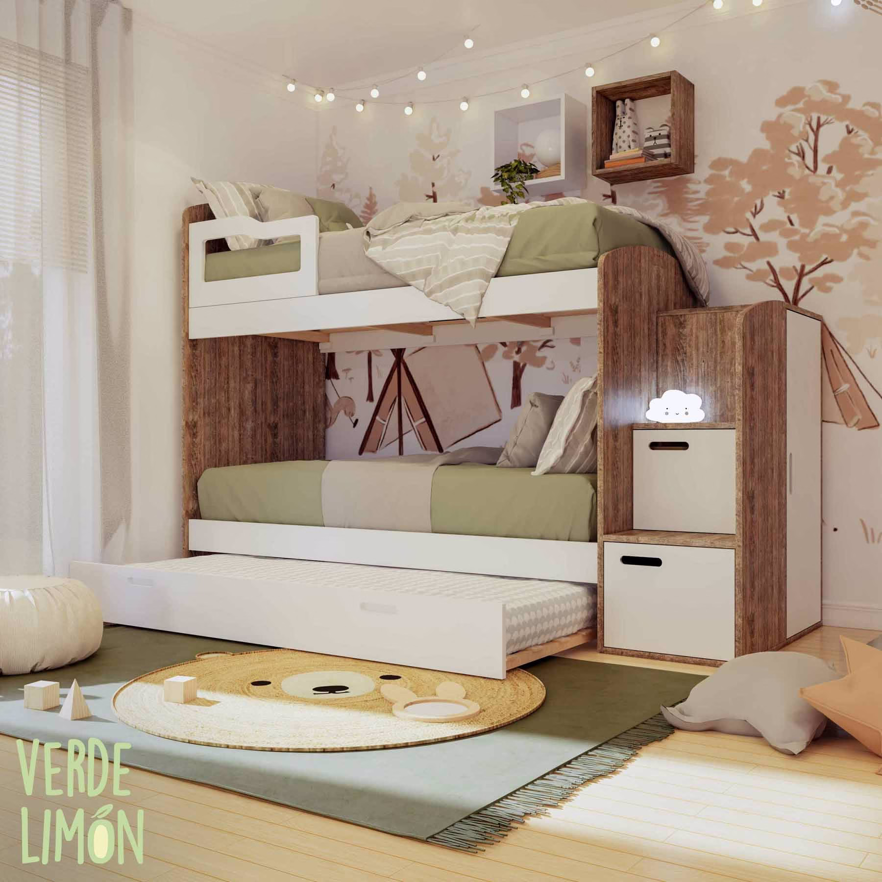 superpuesta kiki con carro cama guardado escalera armario usb diseño moderno