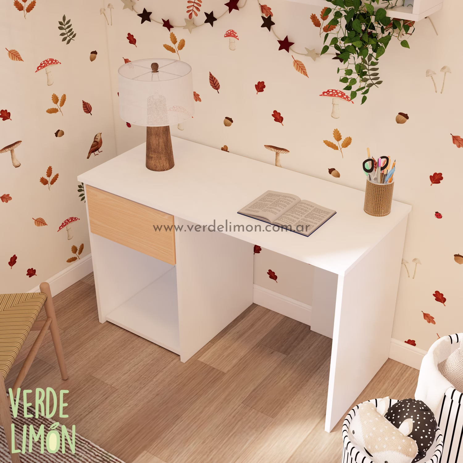 escritorio potter nordico con tapa madera