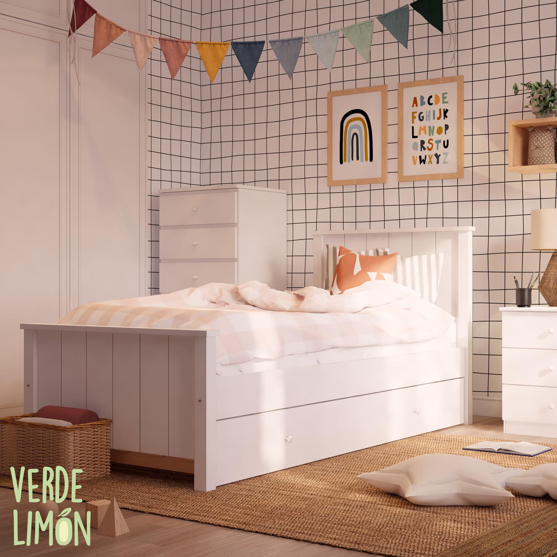 Cama Potter con Carro Fijo Blanco - Imagen 2