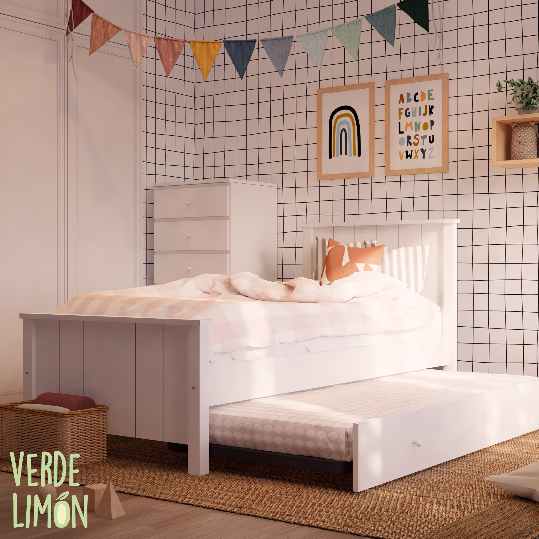 Cama Potter con Carro Plegable Blanco - Imagen 2