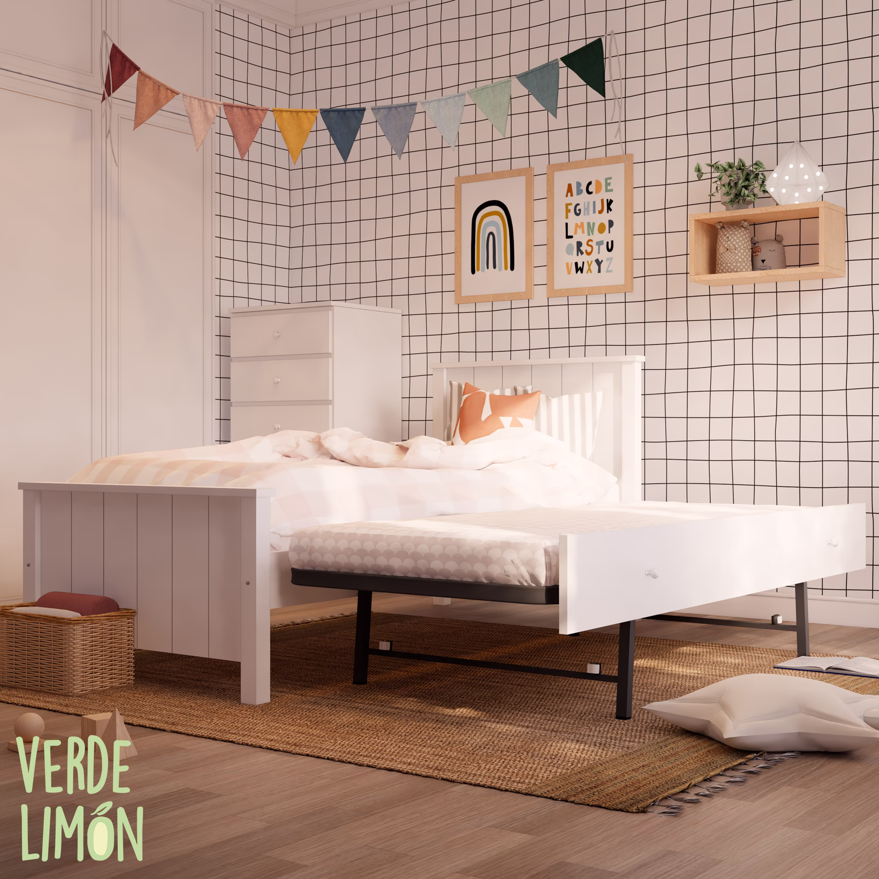Cama Potter con Carro Plegable Blanco